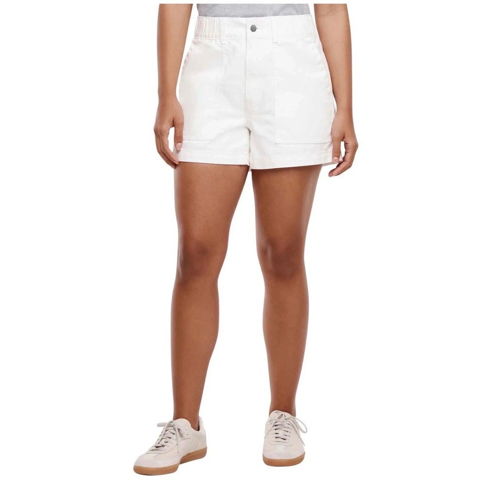 NWT Gap Women XXL White Elastic Waist Twill Shorts 4 Inch Inseam Casual Lyocell